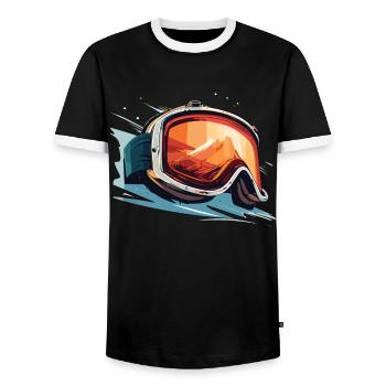 Winter Sports Mountains Snow Ski - Men's Ringer Shirt - black/white - Front - AI Model Female 172 light (172cm) & AI Model Male 178 light (178cm)