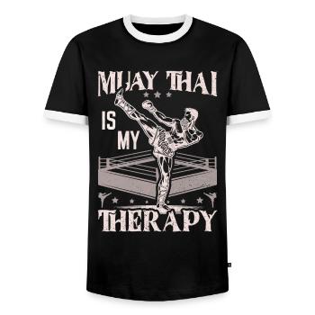 Muay Thai Boxing, Thai Boxer, Thai Boxing - Männer Kontrast-T-Shirt - Schwarz/Weiß - Vorne - AI Model Female 172 light (172cm) & AI Model Male 178 light (178cm)