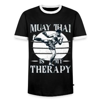 Muay Thai Boxing, Thai Boxer, Thai Boxing - Männer Kontrast-T-Shirt - Schwarz/Weiß - Vorne - AI Model Female 172 light (172cm) & AI Model Male 178 light (178cm)