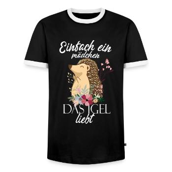 Girl Loves Hedgehog Hedgehog Lover Gift - Men's Ringer Shirt - black/white - Front - AI Model Female 172 light (172cm) & AI Model Male 178 light (178cm)