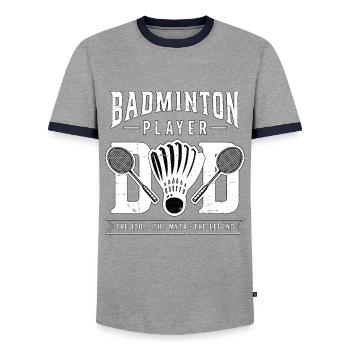 Badminton Player Dad The Idol The Badminton Coach - Men's Ringer Shirt - grey/navy  - Front - AI Model Female 172 light (172cm) & AI Model Male 178 light (178cm)
