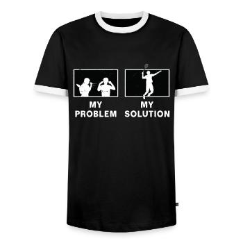 Badminton Player My Problem My Pictogram Dad Mom - Men's Ringer Shirt - black/white - Front - AI Model Female 172 light (172cm) & AI Model Male 178 light (178cm)