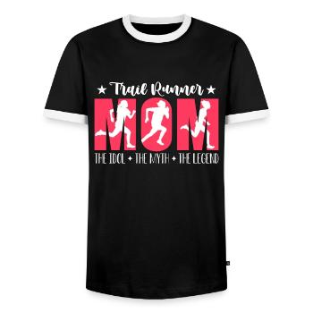 Maman coureuse de trail L’idole L’amoureuse du trail - T-shirt contrasté Homme - noir/blanc - Devant - AI Model Female 172 light (172cm) & AI Model Male 178 light (178cm)
