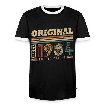 Original seit 1984 Jahrgang Geschenk Geburtstag - Männer Kontrast-T-Shirt - Schwarz/Weiß - Vorne - AI Model Female 172 light (172cm) & AI Model Male 178 light (178cm)