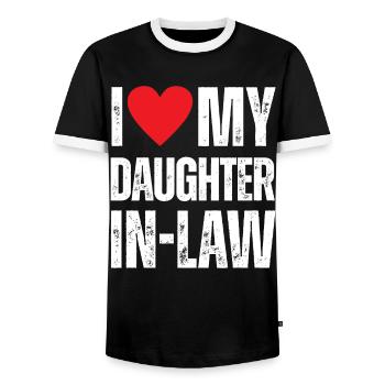 J’aime ma belle-fille - T-shirt contrasté Homme - noir/blanc - Devant - AI Model Female 172 light (172cm) & AI Model Male 178 light (178cm)