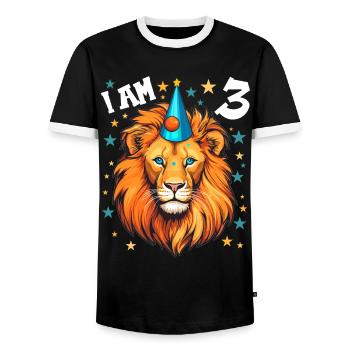 I'm 3 Years Old Lion Lion 3rd Birthday - Men's Ringer Shirt - black/white - Front - AI Model Female 172 light (172cm) & AI Model Male 178 light (178cm)