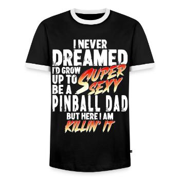 Super Sexy Flipper Papa Flipper Cadeau Flipper - T-shirt contrasté Homme - noir/blanc - Devant - AI Model Female 172 light (172cm) & AI Model Male 178 light (178cm)