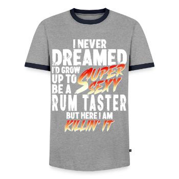 Super Sexy Rum-Verkoster Rum Verkostung Geschenk - Männer Kontrast-T-Shirt - Grau/Navy  - Vorne - AI Model Female 172 light (172cm) & AI Model Male 178 light (178cm)