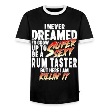 Super Sexy Rum-Verkoster Rum Verkostung Geschenk - Männer Kontrast-T-Shirt - Schwarz/Weiß - Vorne - AI Model Female 172 light (172cm) & AI Model Male 178 light (178cm)