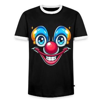 Karnevalsfreude pur Clownsgesicht für den Spaß - Männer Kontrast-T-Shirt - Schwarz/Weiß - Vorne - AI Model Female 172 light (172cm) & AI Model Male 178 light (178cm)