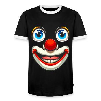 Karnevalsfreude pur Clownsgesicht für den Spaß - Männer Kontrast-T-Shirt - Schwarz/Weiß - Vorne - AI Model Female 172 light (172cm) & AI Model Male 178 light (178cm)