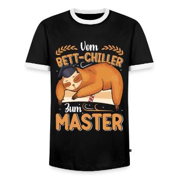 Masterabschluss Vom Bett Chiller zum Master - Männer Kontrast-T-Shirt - Schwarz/Weiß - Vorne - AI Model Female 172 light (172cm) & AI Model Male 178 light (178cm)