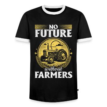 Pas d’avenir sans agriculteurs - T-shirt contrasté Homme - noir/blanc - Devant - AI Model Female 172 light (172cm) & AI Model Male 178 light (178cm)
