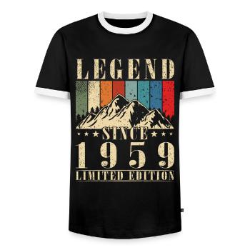 Geburtsjahr 1959 Vintage Geburtstag Legende 1959 - Männer Kontrast-T-Shirt - Schwarz/Weiß - Vorne - AI Model Female 172 light (172cm) & AI Model Male 178 light (178cm)