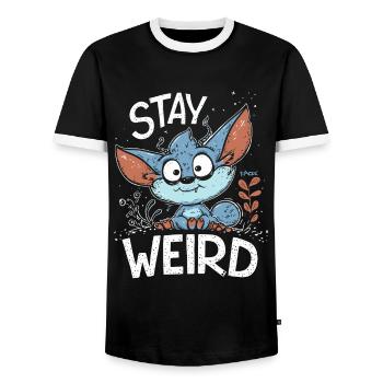 Kleiner süßer Kobold: Bleib seltsam - Männer Kontrast-T-Shirt - Schwarz/Weiß - Vorne - AI Model Female 172 light (172cm) & AI Model Male 178 light (178cm)