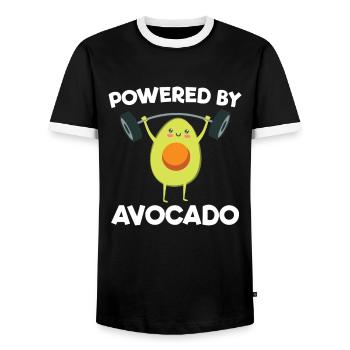 Athletic Avocado Weightlifting Vegan Gift - Men's Ringer Shirt - black/white - Front - AI Model Female 172 light (172cm) & AI Model Male 178 light (178cm)