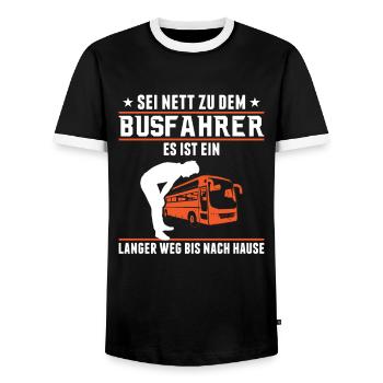 Bus driver Be nice to the bus driver - Men's Ringer Shirt - black/white - Front - AI Model Female 172 light (172cm) & AI Model Male 178 light (178cm)