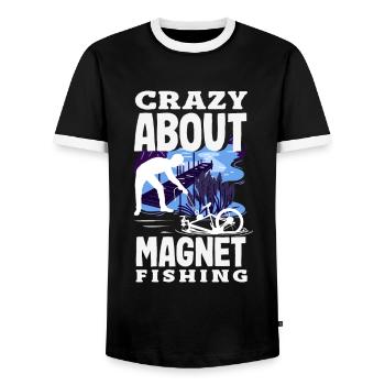 Magnetfischen Detektion Schatzsuche - Männer Kontrast-T-Shirt - Schwarz/Weiß - Vorne - AI Model Female 172 light (172cm) & AI Model Male 178 light (178cm)