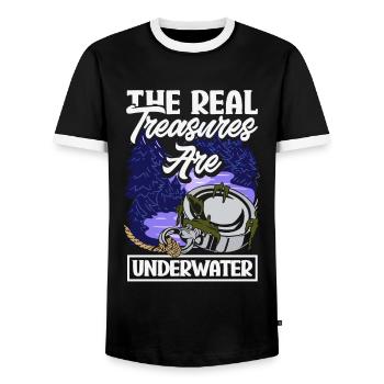 Magnetfischen Detektion Schatzsuche - Männer Kontrast-T-Shirt - Schwarz/Weiß - Vorne - AI Model Female 172 light (172cm) & AI Model Male 178 light (178cm)