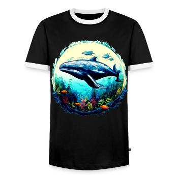 Blauwal - Männer Kontrast-T-Shirt - Schwarz/Weiß - Vorne - AI Model Female 172 light (172cm) & AI Model Male 178 light (178cm)