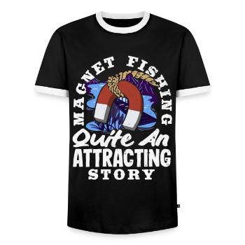 Magnetfischen Detektion Schatzsuche - Männer Kontrast-T-Shirt - Schwarz/Weiß - Vorne - AI Model Female 172 light (172cm) & AI Model Male 178 light (178cm)