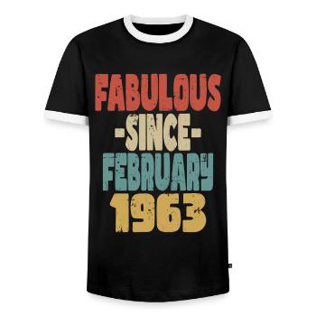 Fabuleux février 1963 - T-shirt contrasté Homme - noir/blanc - Devant - AI Model Female 172 light (172cm) & AI Model Male 178 light (178cm)