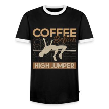 Café de saut en hauteur avant le saut à la perche amateur de café - T-shirt contrasté Homme - noir/blanc - Devant - AI Model Female 172 light (172cm) & AI Model Male 178 light (178cm)