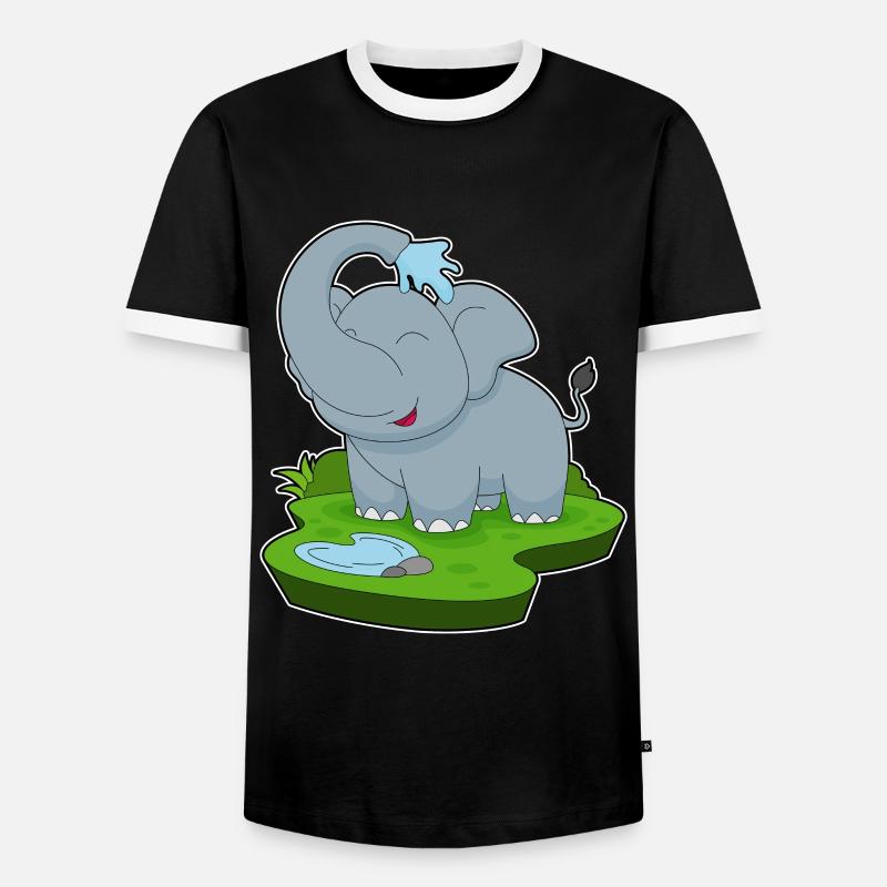 Elephant Bathing Water - Men's Ringer Shirt - black/white