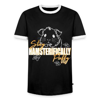 Stay hamsterifically fluffy for Hamster Lovers - Men's Ringer Shirt - black/white - Front - AI Model Female 172 light (172cm) & AI Model Male 178 light (178cm)