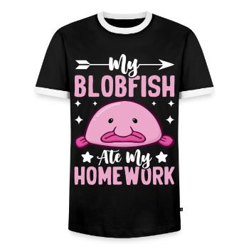Funny sea creature - Men's Ringer Shirt - black/white - Front - AI Model Female 172 light (172cm) & AI Model Male 178 light (178cm)