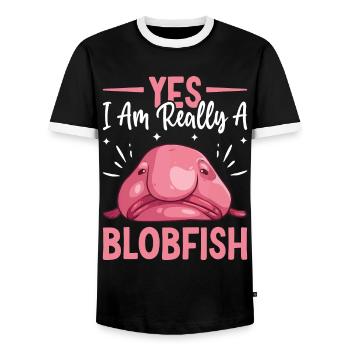 Funny sea creature - Men's Ringer Shirt - black/white - Front - AI Model Female 172 light (172cm) & AI Model Male 178 light (178cm)