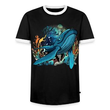 Blauwal - Männer Kontrast-T-Shirt - Schwarz/Weiß - Vorne - AI Model Female 172 light (172cm) & AI Model Male 178 light (178cm)