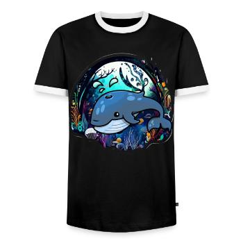 Blauwal - Männer Kontrast-T-Shirt - Schwarz/Weiß - Vorne - AI Model Female 172 light (172cm) & AI Model Male 178 light (178cm)