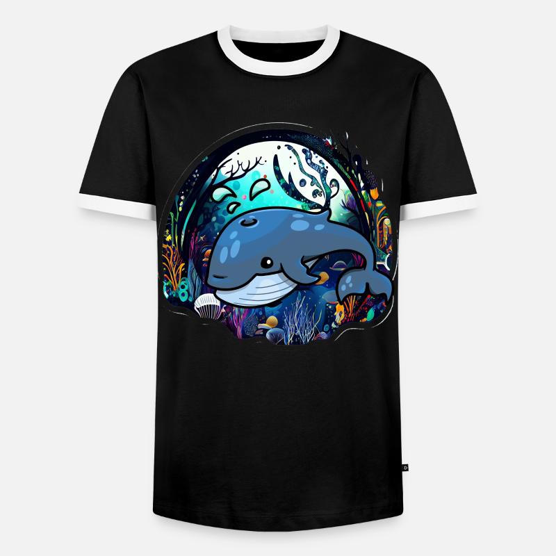 Blauwal - Männer Kontrast-T-Shirt - Schwarz/Weiß