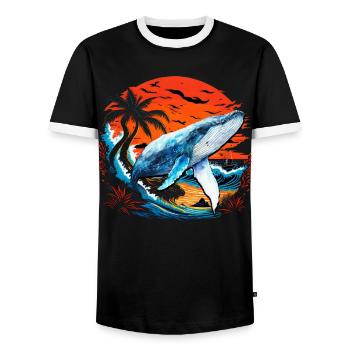 Blauwal - Männer Kontrast-T-Shirt - Schwarz/Weiß - Vorne - AI Model Female 172 light (172cm) & AI Model Male 178 light (178cm)