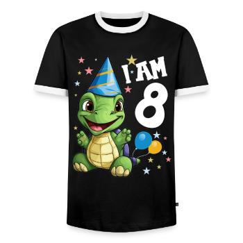 Je suis 8 Tortues Tortue 8e anniversaire - T-shirt contrasté Homme - noir/blanc - Devant - AI Model Female 172 light (172cm) & AI Model Male 178 light (178cm)