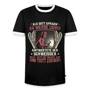 Metallbauer witziger Spruch Schweißer Metallbau - Männer Kontrast-T-Shirt - Schwarz/Weiß - Vorne - AI Model Female 172 light (172cm) & AI Model Male 178 light (178cm)