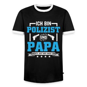 Lustiger Polizei Spruch Polizist Papa Vatertag - Männer Kontrast-T-Shirt - Schwarz/Weiß - Vorne - AI Model Female 172 light (172cm) & AI Model Male 178 light (178cm)