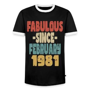 Fabuleux Février 1981 - T-shirt contrasté Homme - noir/blanc - Devant - AI Model Female 172 light (172cm) & AI Model Male 178 light (178cm)