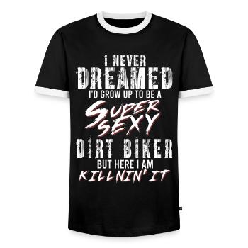 Super Sexy Motocross Rider Motocross Gift - Men's Ringer Shirt - black/white - Front - AI Model Female 172 light (172cm) & AI Model Male 178 light (178cm)