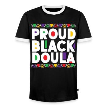 Doula Birth Worker Proud Black - Männer Kontrast-T-Shirt - Schwarz/Weiß - Vorne - AI Model Female 172 light (172cm) & AI Model Male 178 light (178cm)