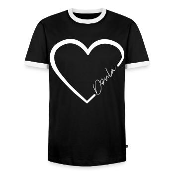Doula Birth Worker Heart Doula - Men's Ringer Shirt - black/white - Front - AI Model Female 172 light (172cm) & AI Model Male 178 light (178cm)
