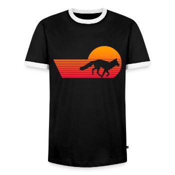 Funny Gifts for Fox Lovers - Men's Ringer Shirt - black/white - Front - AI Model Female 172 light (172cm) & AI Model Male 178 light (178cm)