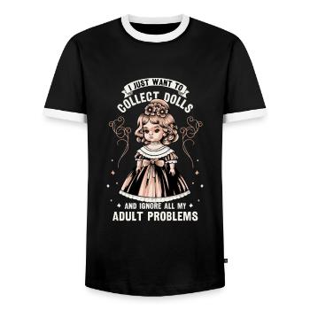 Sammlerpuppe Porzellanpuppe Antike - Männer Kontrast-T-Shirt - Schwarz/Weiß - Vorne - AI Model Female 172 light (172cm) & AI Model Male 178 light (178cm)