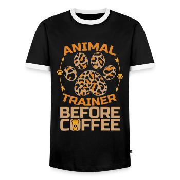Animal Trainer Before Dog Trainer Coffee Lover - Men's Ringer Shirt - black/white - Front - AI Model Female 172 light (172cm) & AI Model Male 178 light (178cm)