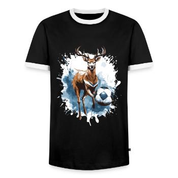 Hirsch Soccer Sports Team - Men's Ringer Shirt - black/white - Front - AI Model Female 172 light (172cm) & AI Model Male 178 light (178cm)