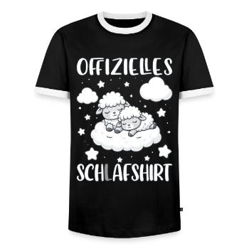 Offizielles Schlafshirt Schlafanzug Pyjama Schafe - Männer Kontrast-T-Shirt - Schwarz/Weiß - Vorne - AI Model Female 172 light (172cm) & AI Model Male 178 light (178cm)