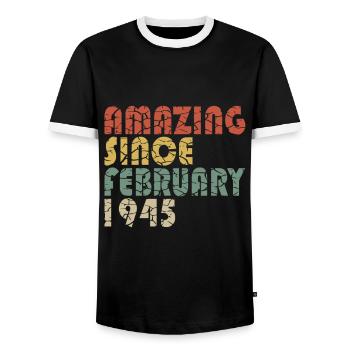Legendary Limited Edition February 1945 - Men's Ringer Shirt - black/white - Front - AI Model Female 172 light (172cm) & AI Model Male 178 light (178cm)
