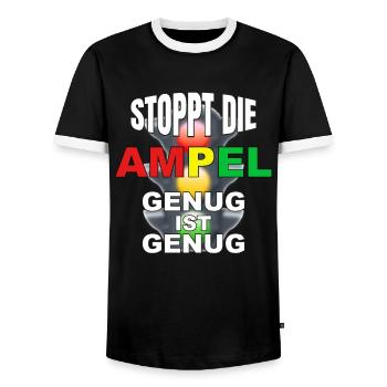 Stoppt die Ampel - genug ist genug - Männer Kontrast-T-Shirt - Schwarz/Weiß - Vorne - AI Model Female 172 light (172cm) & AI Model Male 178 light (178cm)