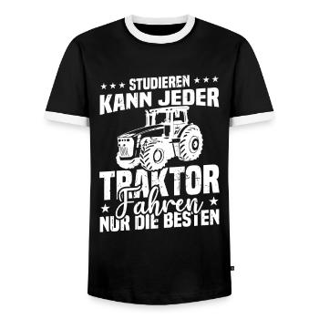 Studieren kann jeder traktor fahren nur die besten - Männer Kontrast-T-Shirt - Schwarz/Weiß - Vorne - AI Model Female 172 light (172cm) & AI Model Male 178 light (178cm)